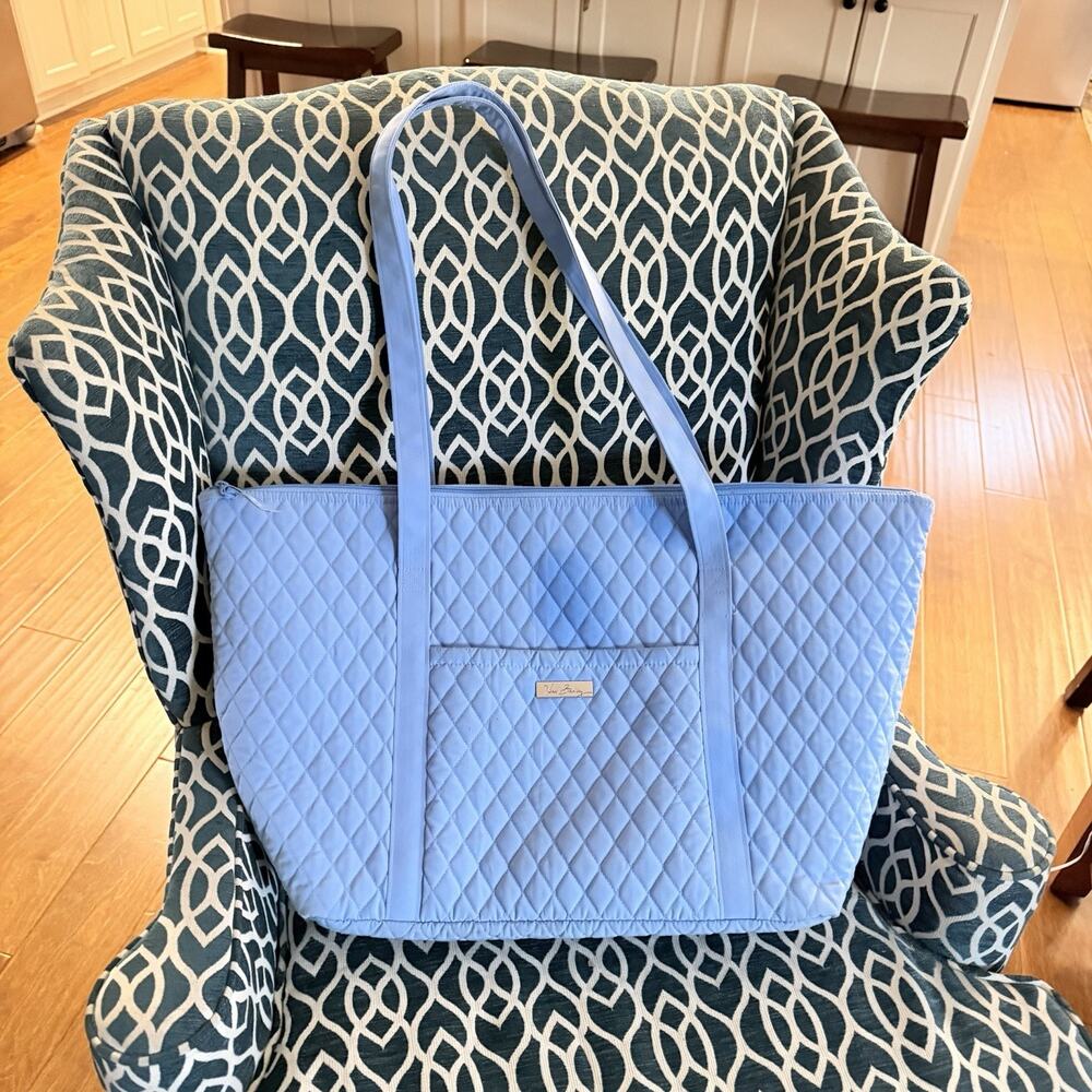Vera Bradley Get Going Tote Blue Quilted Bag Large